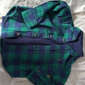 Hanna Andersson Green and Blue Plaid Shirt